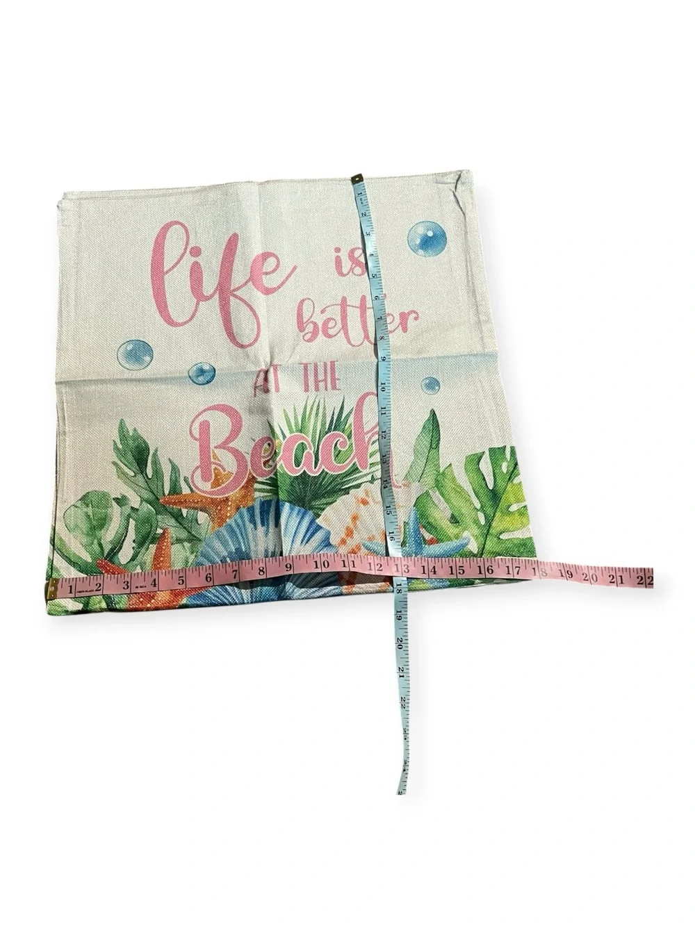 New! Set of 2 Beach Life Decorative Throw Pillow Covers! - Pink/Green